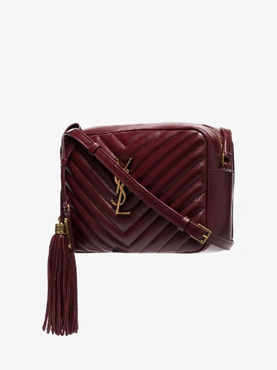 Yves Saint Laurent Burgundy Quilted Leather Lou Belt Bag with Tassel