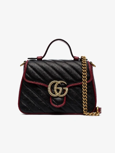 Shop Gucci Black Mini Marmont Shoulder Bag