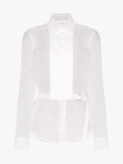 Shop Helmut Lang Detachable Bib Silk Shirt In White