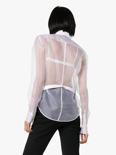 Shop Helmut Lang Detachable Bib Silk Shirt In White
