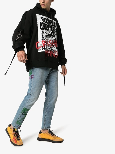 Shop Faith Connexion X Ntmb Graphic Print Harness Strap Cotton Hoodie In Black