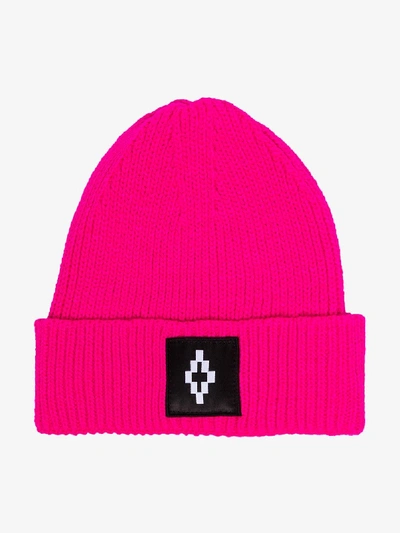 Shop Marcelo Burlon County Of Milan Pink Logo Beanie Hat
