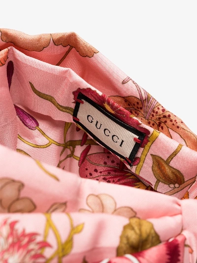 Shop Gucci Pink Floral Print Silk Headband