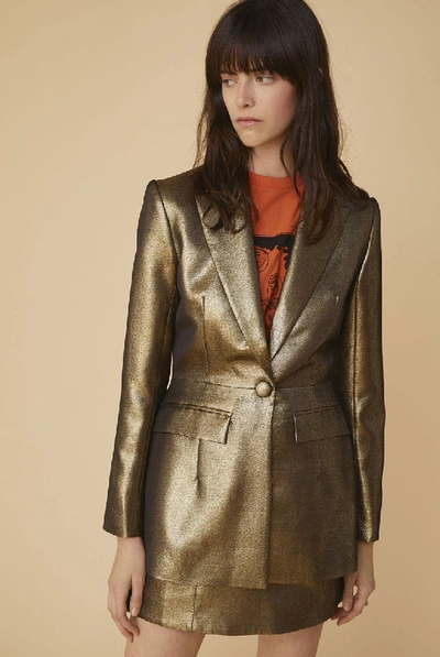Shop Alexa Chung Gilver Single-button Jacket In Gold