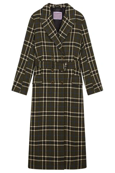 Shop Alexa Chung Big Check Coat In Khaki