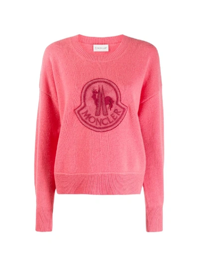 Shop Moncler Logo Patch Sweater In Pink