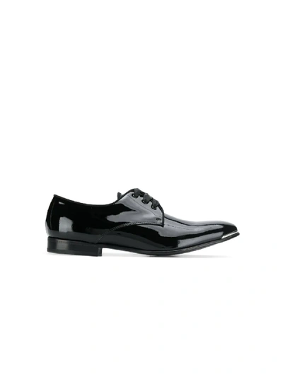 Shop Alexander Mcqueen Patent Ribbon Derby Shoes In Black