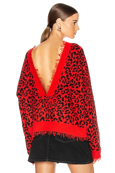 Shop Alanui Leopard Sweater In Red