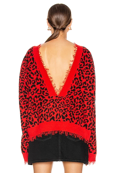 Shop Alanui Leopard Sweater In Red