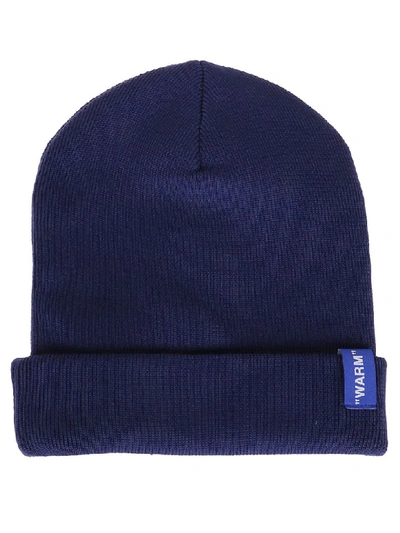 Shop Off-white Embroidered Beanie In Blue Light Blue