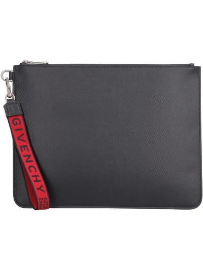 Shop Givenchy Pouch With Logoed Wristlet In Black