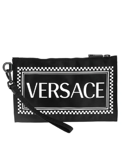 Shop Versace Logo Checked Clutch