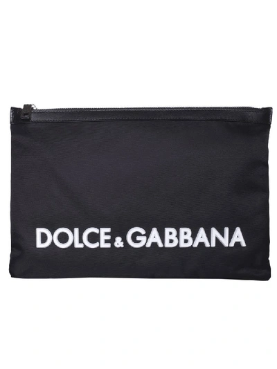 Shop Dolce & Gabbana Logo Pouch In Nero/bianco