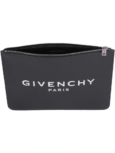 Shop Givenchy Logo Print Leather Flat Pouch In Black