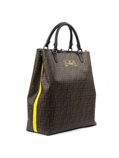 Shop Fendi Ff Monogram Brown Tote Bag In Brown/black