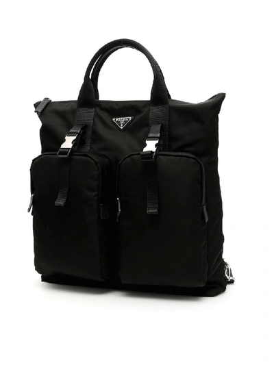 Shop Prada Nylon And Saffiano Tote Bag In Nero (black)