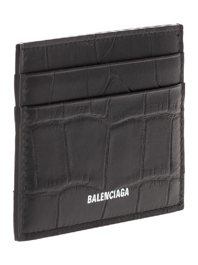 Shop Balenciaga Ville Embossed Cardholder In Black