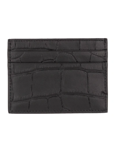 Shop Balenciaga Ville Embossed Cardholder In Black