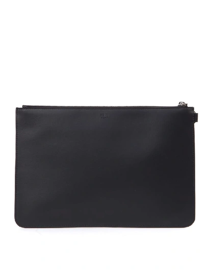 Shop Fendi Diabolic Eyes Black Leather Pouch