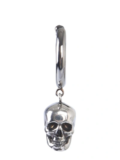 Shop Alexander Mcqueen Adjustable Skull Earrings In Argento