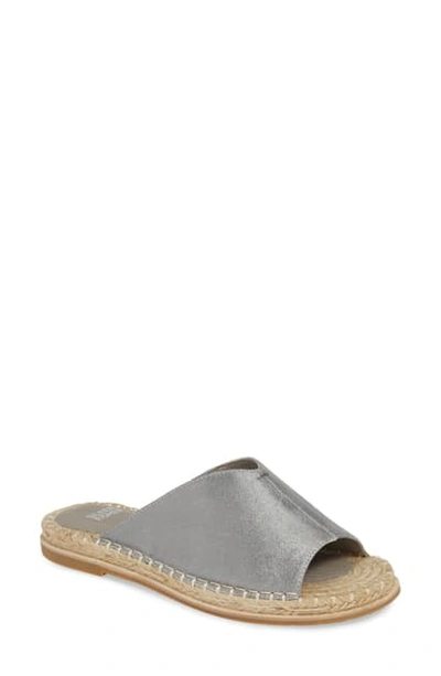 Shop Eileen Fisher Milly Espadrille Slide Sandal In Silver Metallic Suede