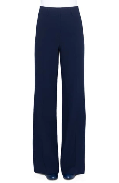 Shop Akris High Waist Wide Leg Double Face Wool Pants In Navy