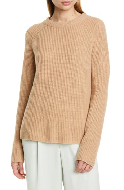 Shop Vince Shaker Stitch Cashmere Sweater In Heather Camel