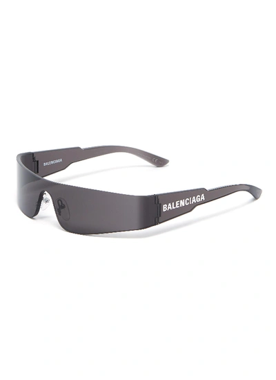 Shop Balenciaga Rectangular Frame Sunglasses In Grey