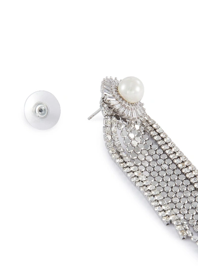 Shop Venna Faux Pearl Stud Glass Crystal Chain Fringe Drop Earrings