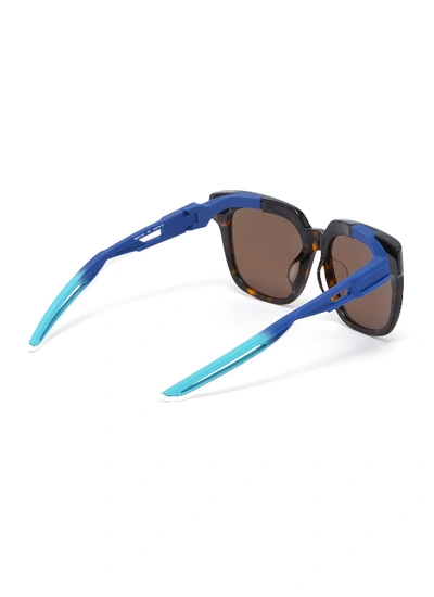Shop Balenciaga 'hybrid' Tortoiseshell Acetate Front Square Sunglasses In Multi-colour