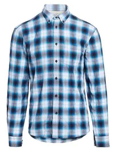 Shop Acne Studios Sarkis Check Shadow Cotton Shirt In Blue White