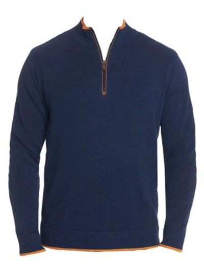 Shop Robert Graham Selleck Quarter Zip Sweater In Navy