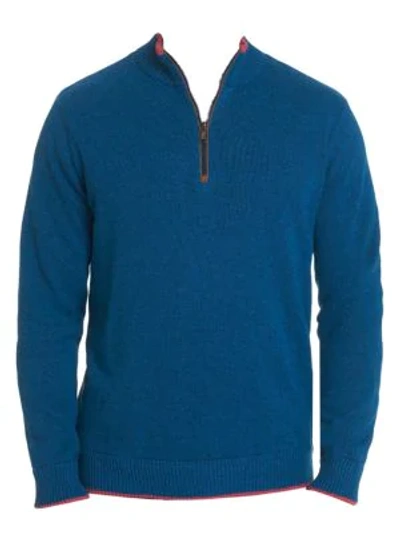 Shop Robert Graham Selleck Quarter Zip Sweater In Teal