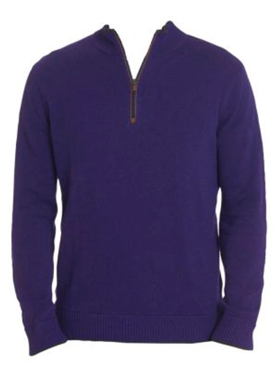Shop Robert Graham Selleck Quarter Zip Sweater In Purple
