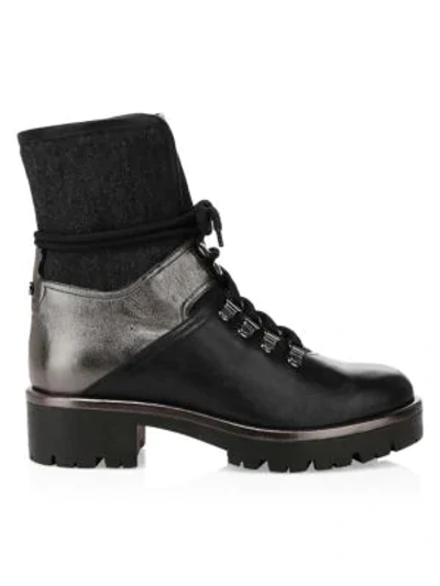 Shop Aquatalia Jamie Leather Hiking Boots In Anthracite