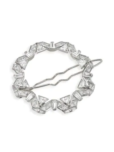 Shop Adriana Orsini Rhodium-plated Silver Crystal Circle Barrette