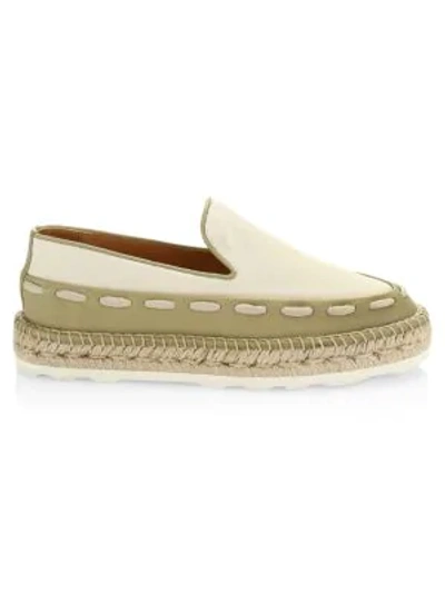 Shop Bottega Veneta Canvas & Leather Flatform Espadrilles In Plaster