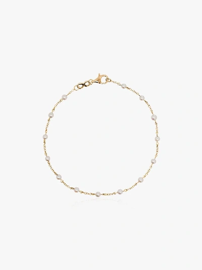Shop Rosa De La Cruz Yellow Gold Pearl Dot 18k Gold Bracelet In 114 - White