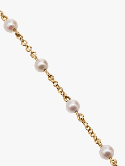 Shop Rosa De La Cruz Yellow Gold Pearl Dot 18k Gold Bracelet In 114 - White