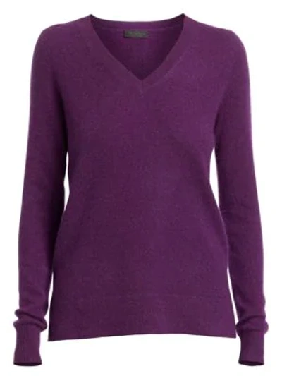 Shop Saks Fifth Avenue Women's Collection Cashmere V-neck Sweater In Purple Pennant