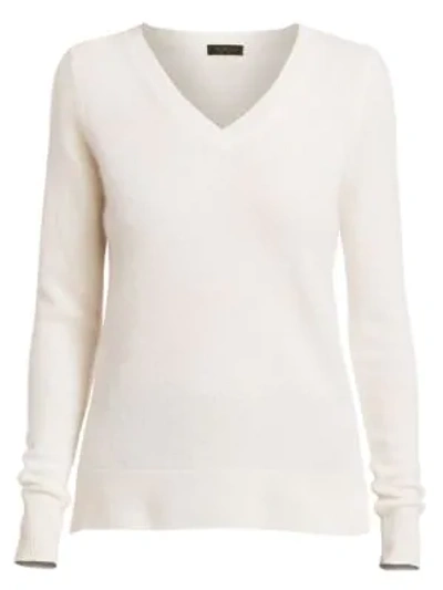Shop Saks Fifth Avenue Collection Cashmere V-neck Sweater In Snow