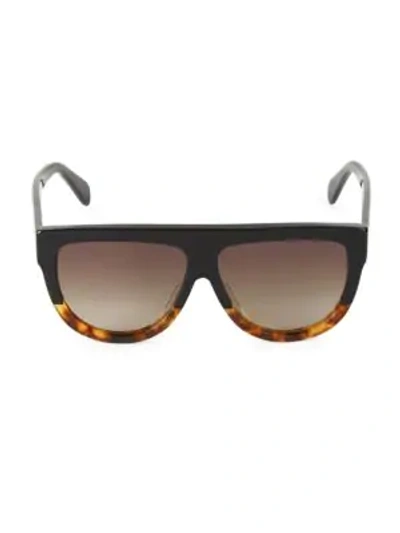 Shop Celine 60mm Flat Top Pilot Sunglasses In Black