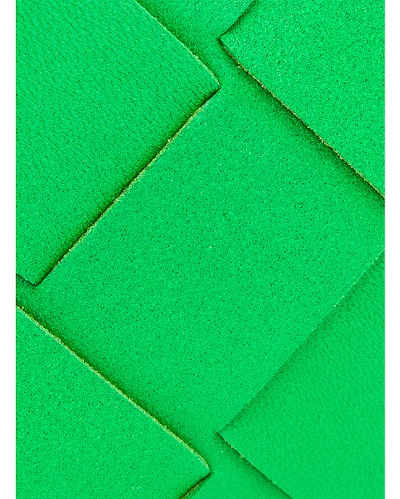 Shop Bottega Veneta Leather Card Case In Green. In Grass & Gold