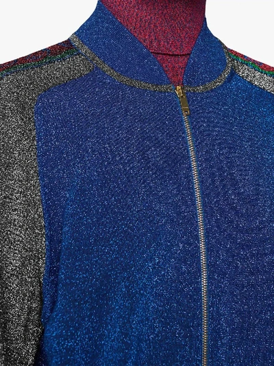 Shop Gucci Glitter Bomber Jacket In Blue