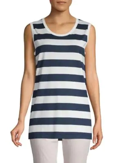 Shop Dolce & Gabbana Striped Cotton Tank Top In White Navy