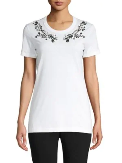 Shop Dolce & Gabbana Crystal Embellished T-shirt In White