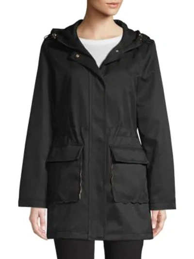 Shop Kate Spade Hooded Trench Coat In Black