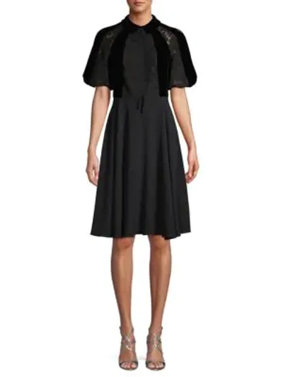 Shop Valentino Lace A-line Dress In Nero