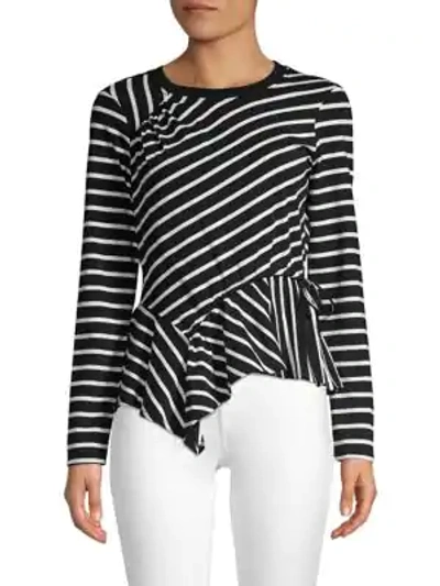 Shop Parker Farris Long Sleeve Asymmetric Top In Black White