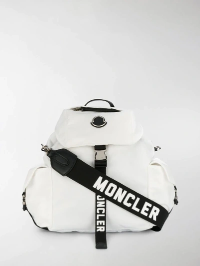 Shop Moncler Logo Strap Backpack In White